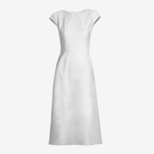 Custom White Boat Neck Sheath Dress with Pockets